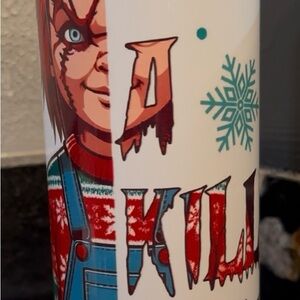 Chucky Themed Tumbler with Snowflake Design